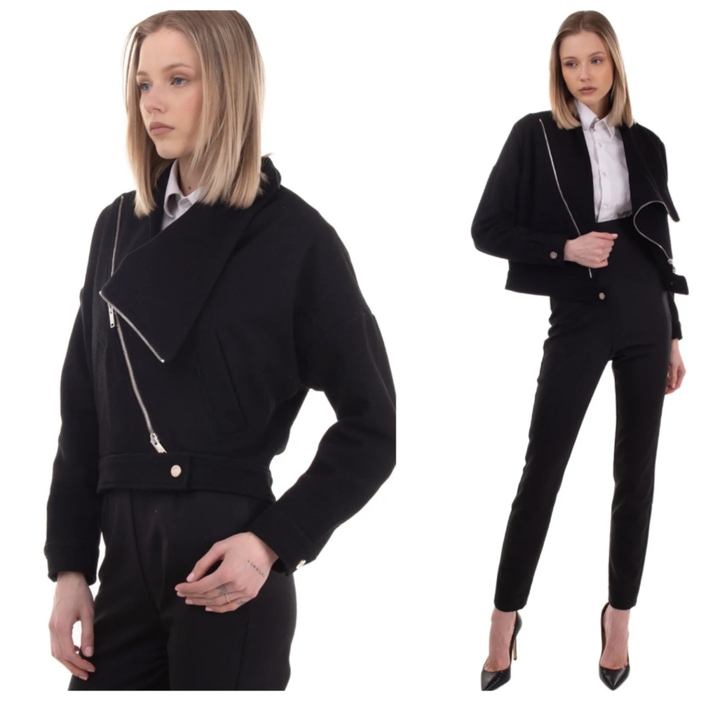 Guy Laroche asymmetrical wool blend cropped jacket, FR44/ US12, NWT